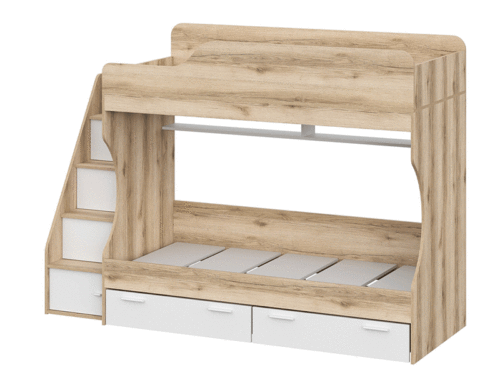 Кровать двухярусная Геометрия (ЦРК.ГМТ.02) белый/делано свет