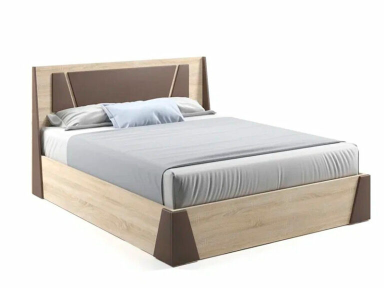 (снят/пр) Кровать Лагуна 160х200 (Дуб Сонома, Терра ТМ-13 темно-коричневый)
