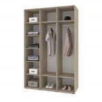 Шкаф Стоун 3-х дв (С31) с 2 штангами серый дуб/белый